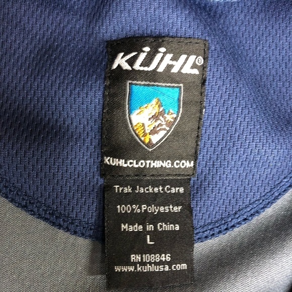 KUHL Full Zip Trak Jacket Blue Gray Track Mens Size L Zipper Chest Pocket - Picture 3 of 5